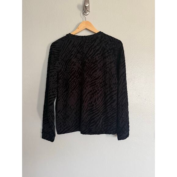 new MAJESTIC FILATURES Paris black velvet burnout zebra print sweater top - Picture 6 of 7